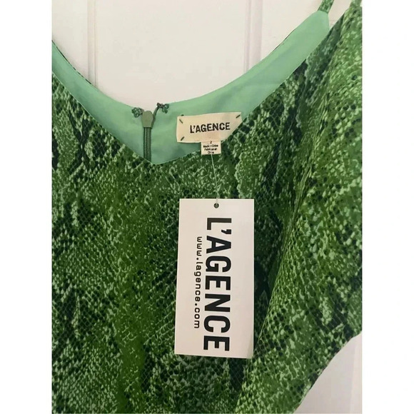 L’Agence Jaelyn Green Silk Animal Print Cropped Wide Leg Jumpsuit Size 2 - Picture 7 of 10